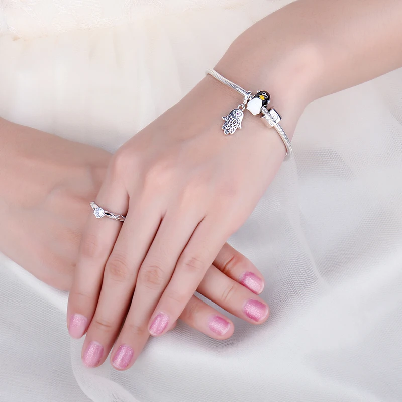 JewelryPalace черной эмалью музыкальные Пингвин бусины очарование 925 пробы серебро для Для женщин Новая горячая Распродажа как красивые подарки