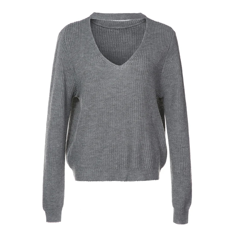 

Thoshine Brand Spring Autumn Women Knitting Sweaters Neck Halter Deep V-Neck Sexy Pullover Fashion Jumper Knitted Tops Outerwear