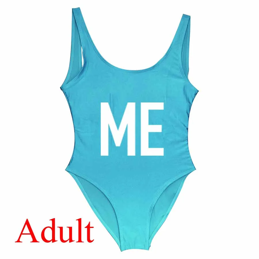 Adult Light Blue Новые Купальники для мамы и дочки; одинаковые комплекты одежды для семьи; бикини для мамы и дочки; слитный купальник - Цвет: Adult Light Blue