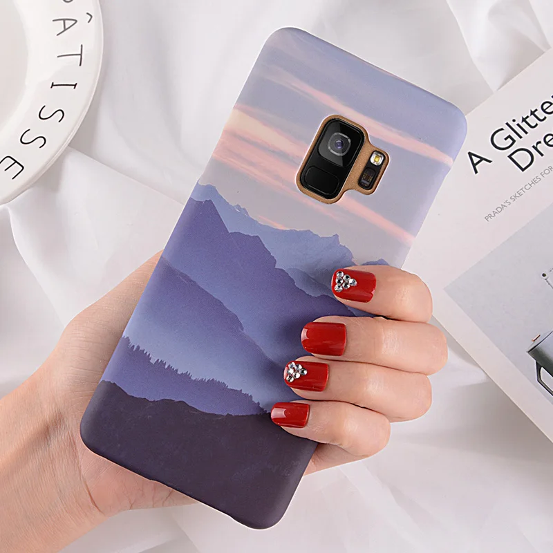USLION ультра тонкий чехол для телефона для samsung Galaxy S9 S8 Plus Note 9 Note 8 S7 Edge горный пик лес Жесткий PC задний чехол s