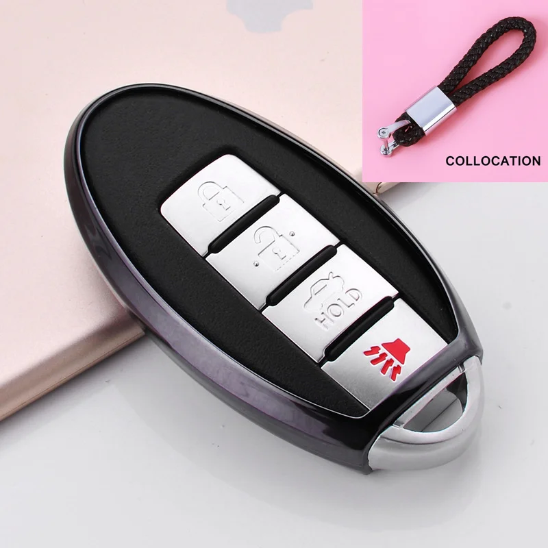 A-black keychain Мягкий чехол для ключей из ТПУ для Nissan 370Z Altima GT-R Maxima Murano Rogue Sentra Cube Versa Juke Leaf защита ключей автомобиля - Название цвета: A-black keychain