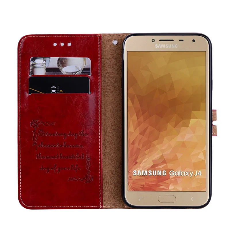 Чехол для samsung Galaxy J4 Чехол-Бумажник кожаный чехол-книжка для samsung Galaxy J4 Plus чехол для samsung J 4 J4 Plus чехол s