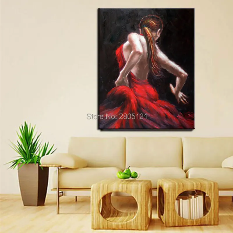 Ручная роспись элегантная Испанская танцовщица девушка картина маслом