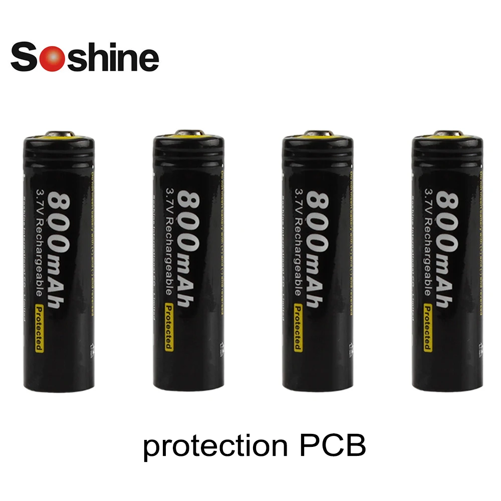 4 шт./лот Soshine 3 7 V 800mAh 14500 литий ионная аккумуляторная батарея AA с защищенной