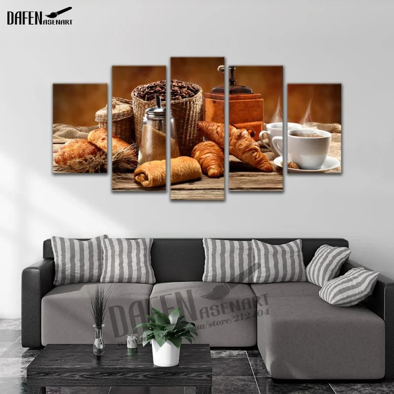 HD Canvas Prints Paintings 5 Panel Coffee Beans Food Picture Wall Art Home Decoration for Living Room decor painting | Дом и сад