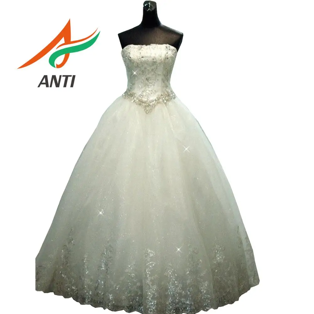 Анти Турция Мода Принцесса чисто белые свадебные платья без бретелек роскошное