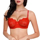 Бюстгальтер женский, кружевной, сетчатый, пуш-ап, черный, красный, белый