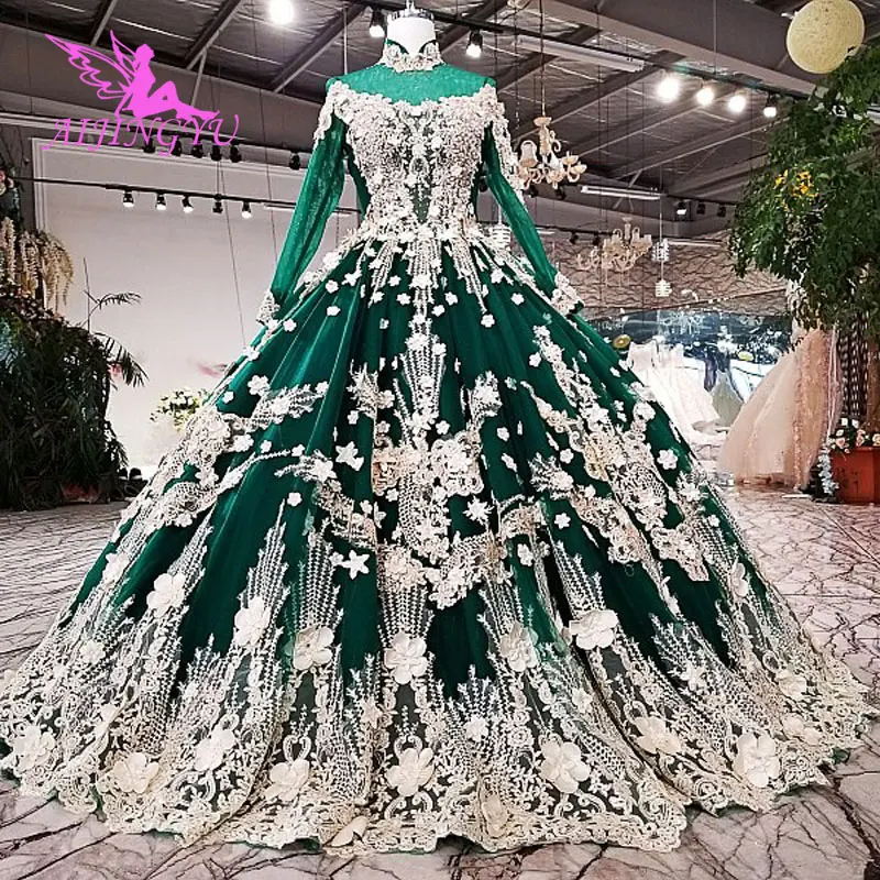 

AIJINGYU Long Modest Dresses Gowns Singapore With Long Tail Indonesia Plus Size Brides Lace WeddingGown Bridalwear