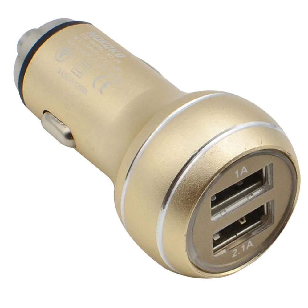Автомобильное пластиковое металлическое зарядное устройство двойной USB 2 порта
