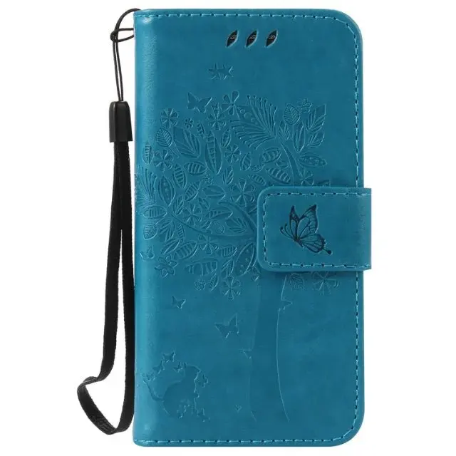 Leather Case For samsung galaxy s4 mini i9190 Дерево Cat Шаблон флип PU Кожаный Бумажник + Кремния С Карт
