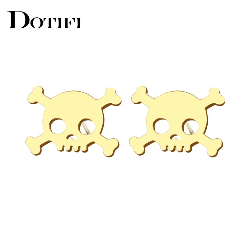 Женские и мужские сережки гвоздики DOTIFI из нержавеющей стали с черепом