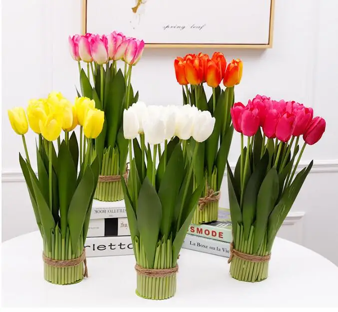 

Tulip Artificial Flowers Silk Tulip display flowers 12 Head tulip plants Wedding or Home office Decorations