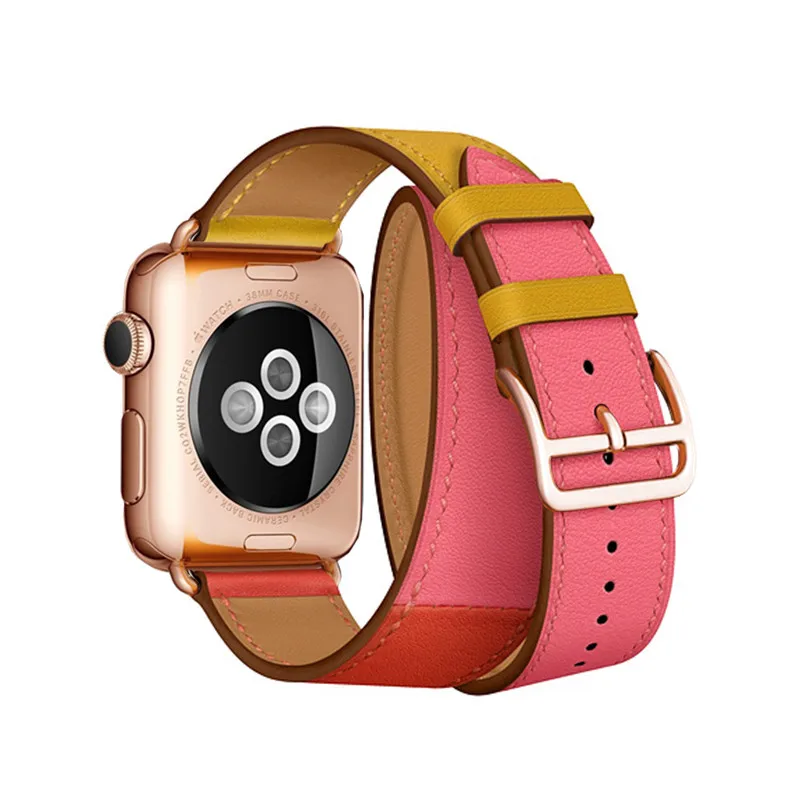 Розовое золото застежка удлиненный двойной Тур подлинный ремешок для Apple Watch 4 3 мм