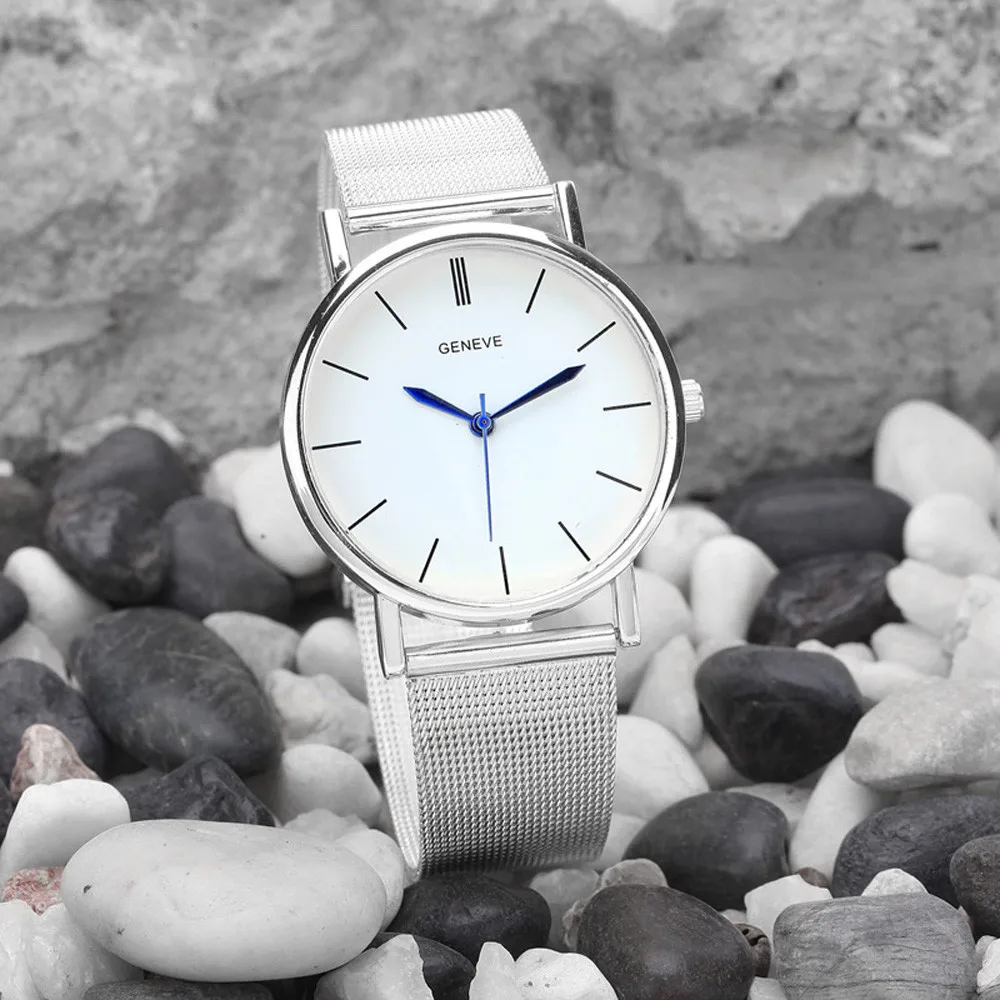 

Geneve Women's Fashion Watch Stainless Steel Band Quartz Wrist Watches SL reloj para mujeres