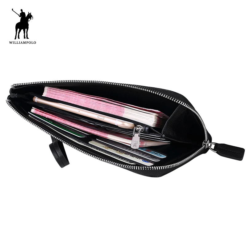 Длинный кошелек WILLIAMPOLO PL235 мужской Модный Роскошный тонкий клатч из натуральной