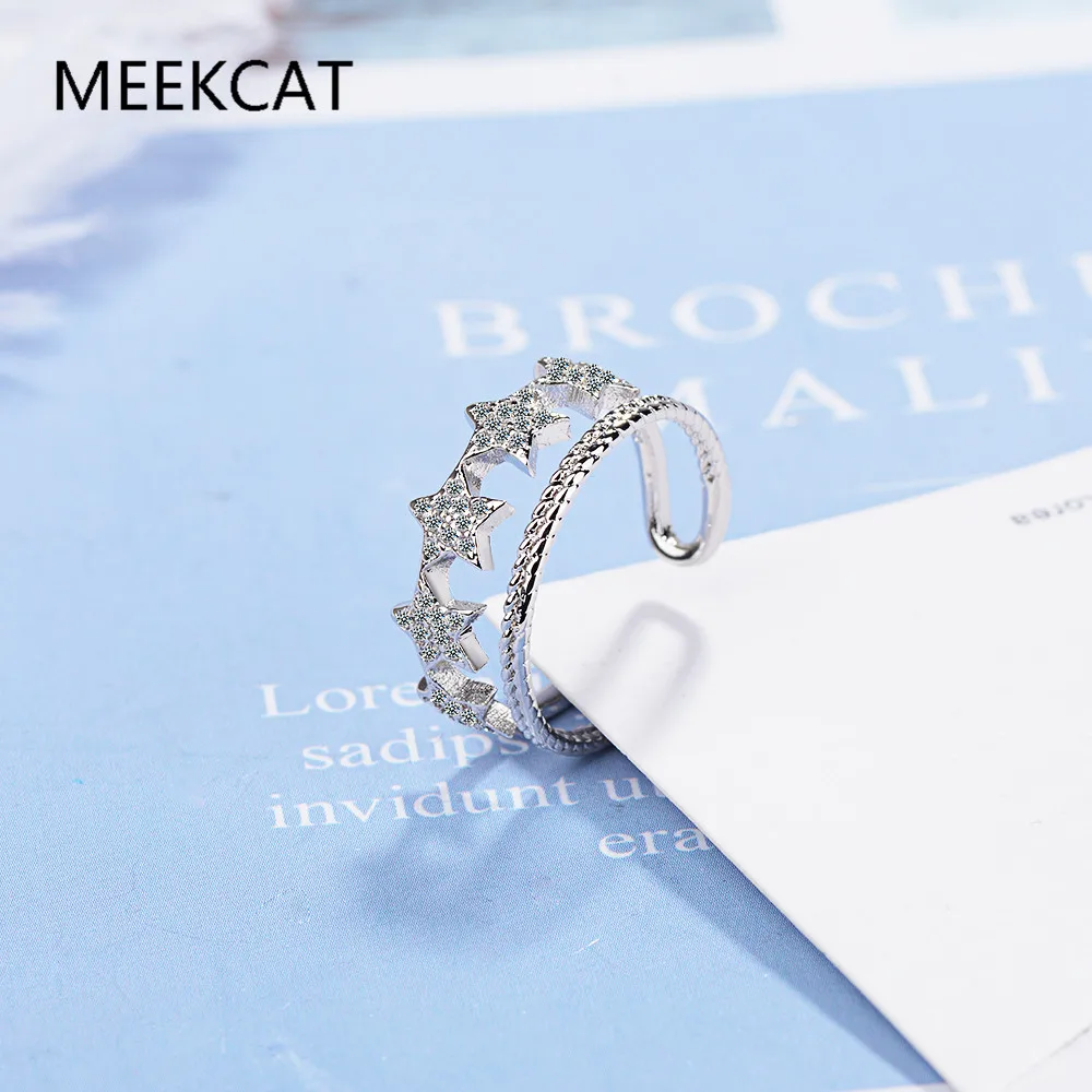 Романтические кольца MEEKCAT с мозаикой из циркония звезда двойная строка женское