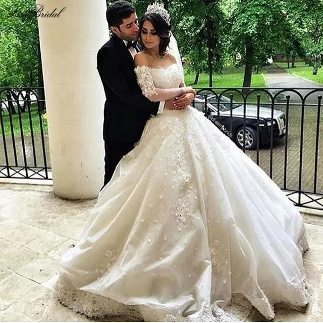 Vestidos de noiva Новое поступление длинное свадебное платье 2017 вырез лодочкой Длинные