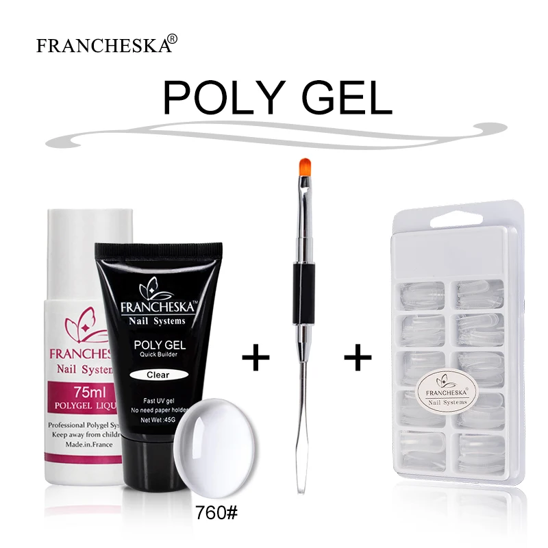 Francheska поли гель лак набор Polygel Набор для нейл арта Poligel CamouflagColor пряди с креплением
