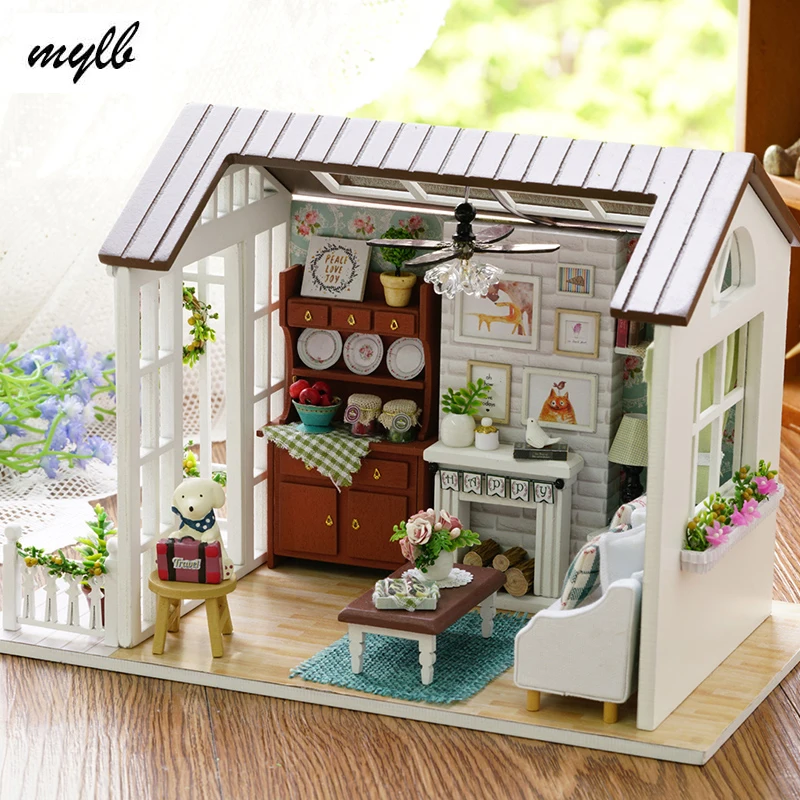 Mylb кукольный дом Миниатюрный DIY кукольный домик с деревянная мебель для дома игрушки для детей подарок счастливые времена