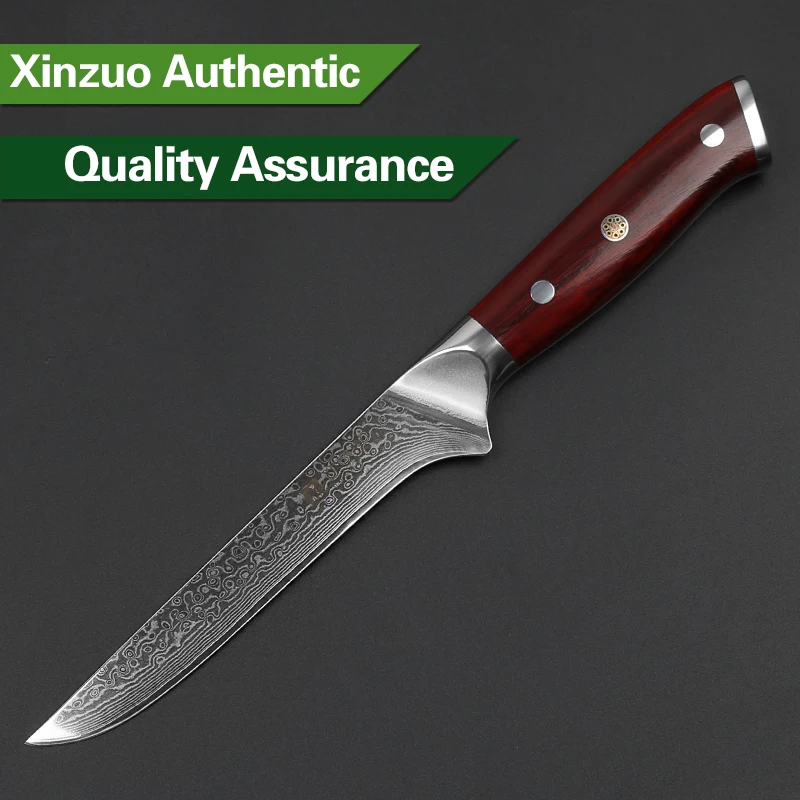 XINZUO 6 ''дюймовый выпотрошенный нож японский стиль Дамасская сталь кухонный нож Высокое качество обвалки филе рыбы ножи Палисандр Ручка
