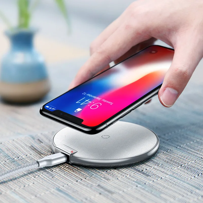 Беспроводное зарядное устройство Baseus Qi для iPhone X Xs MAX XR 8 plus для samsung S9 S8 Plus Note 9 8 Беспроводная зарядка USB зарядное устройство для телефона - Тип штекера: Silver