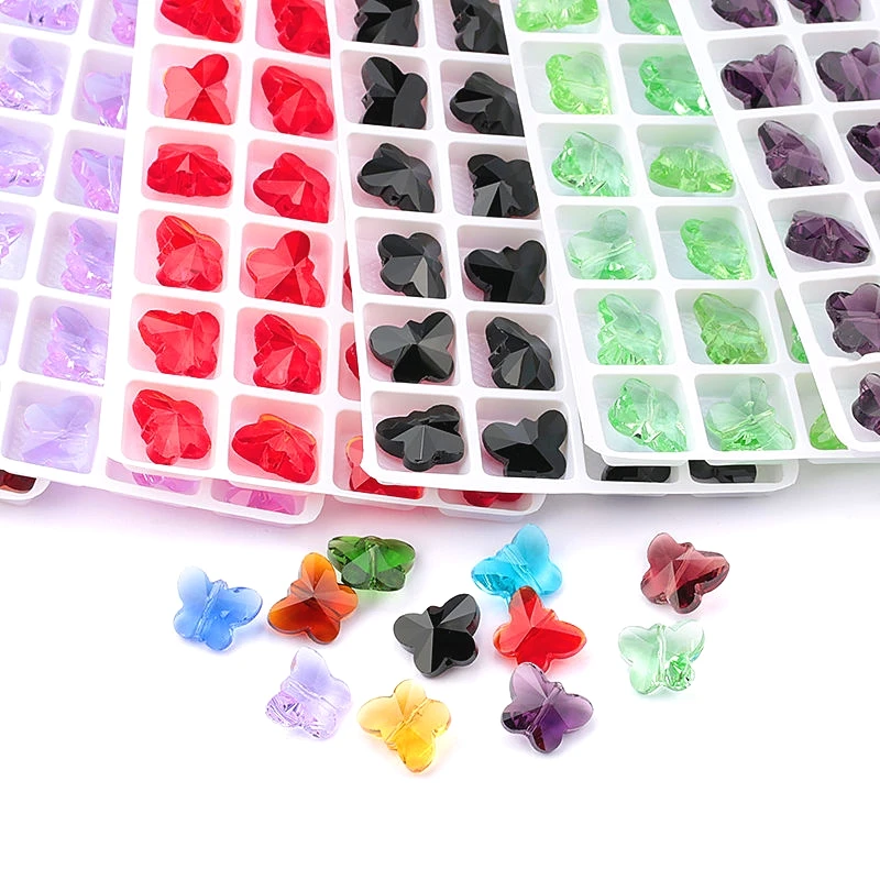 

14mm 28pcs/pack crystal butterfly shape beads Straight hole Austria glass charms butterfly beads Pendant for Earring making diy