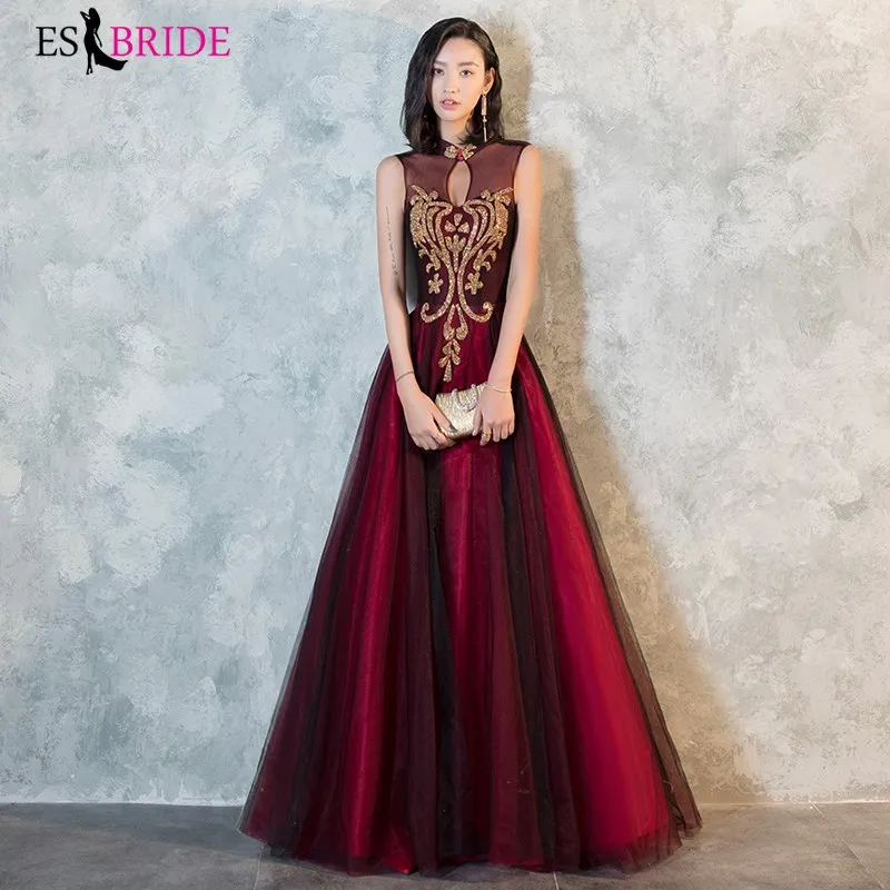 

Длинное вечернее платье 2019 простой размера плюс с высоким воротником без рукавов свадебное платье с низким вырезом на спине, элегантные Abito ...