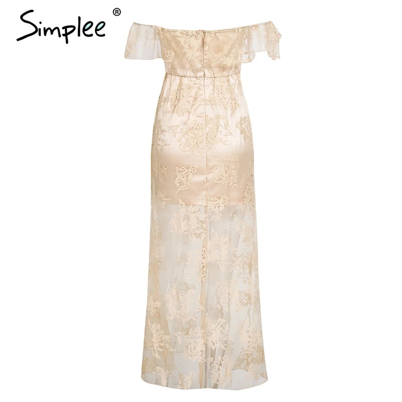 Женское осеннее кружевное платье макси Simplee элегантное модное вечернее длинное с