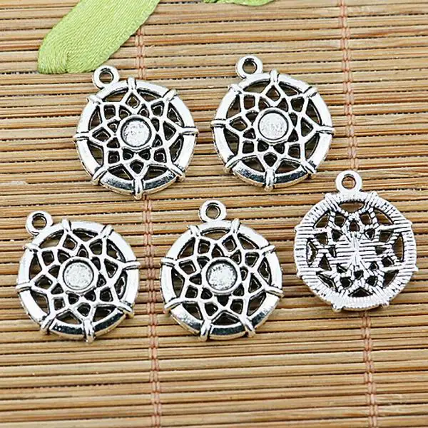10pcs tibetan silver round flower charm pendants EF1314 | Украшения и аксессуары