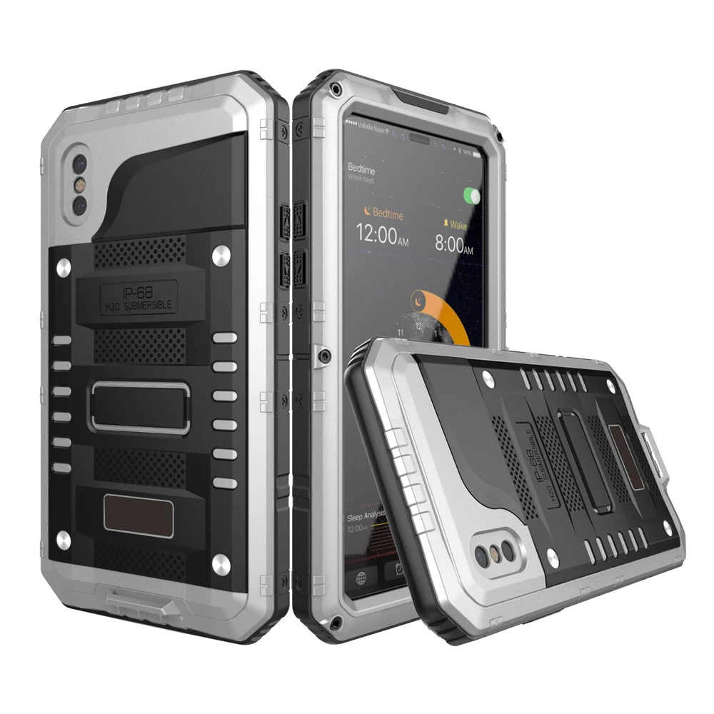 Metal Waterproof Case for iPhone X Heavy Duty Hybrid Tough Rugged Armor Metal Phone Case for iPhone X 8 7 6 6s Plus 5 5s Coque