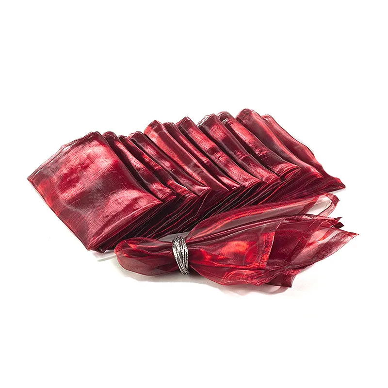 WINE RED 10 шт. свадебные скатерти квадратный органза ткань салфетка Карманный платок для свадьбы украшение для мероприятия вечеринки поставки 45*45 см - Цвет: WINE RED