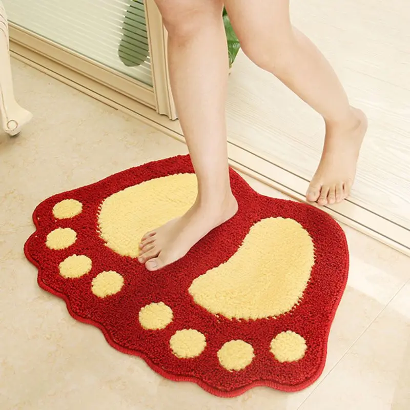 40x60CM Creative Foot Print Bath Mats Anti-Slip Water Absorption Bathroom Shower Rug Microfiber Carpet Doormat | Дом и сад