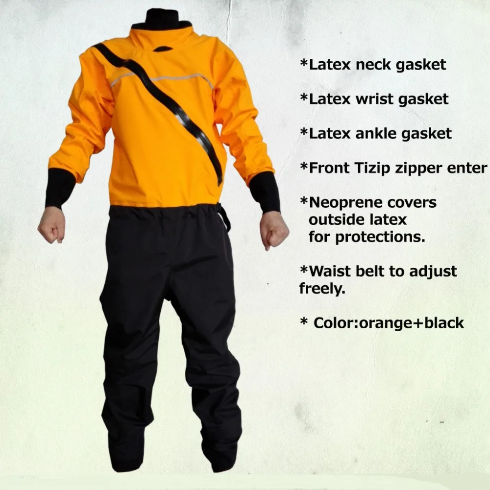 front zipper dry suit,latex neck and wrist /ankle gasket  kayak,whitewater,rafting,sailing,boating windsurfing