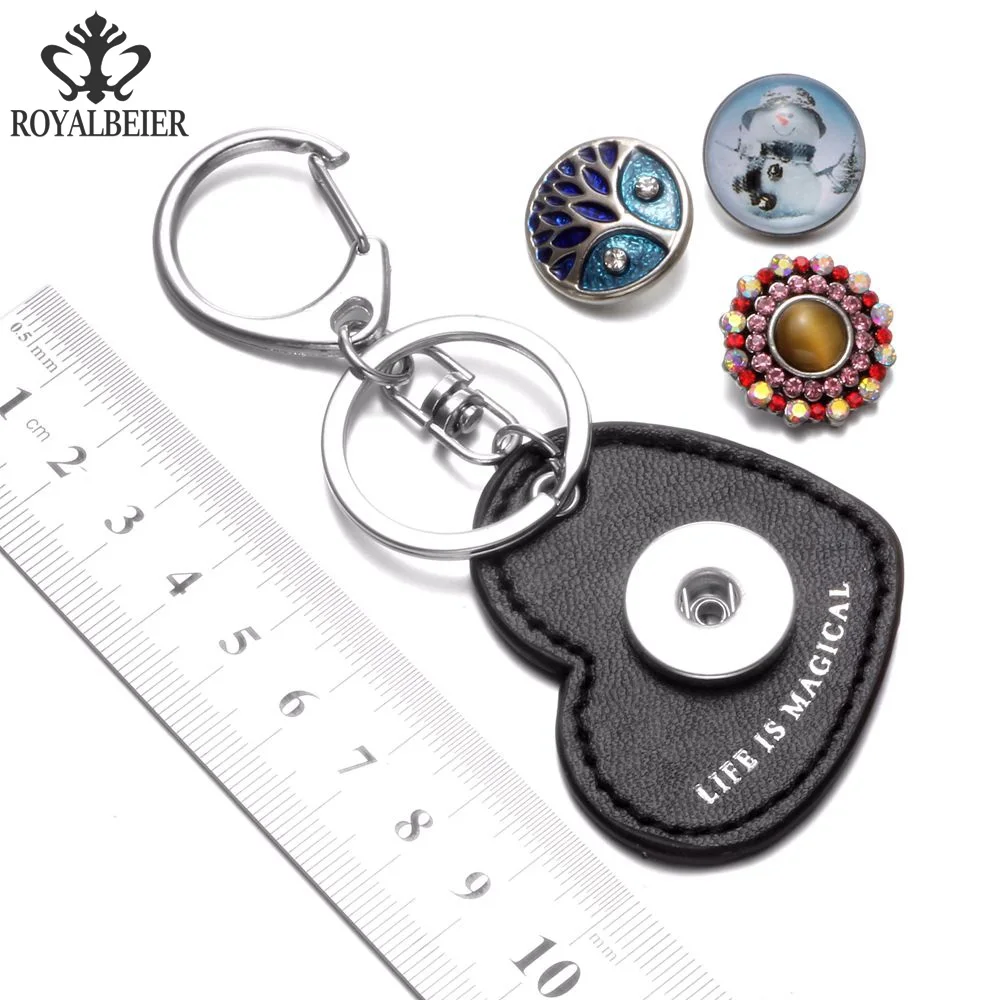 Royalbeier DIY Heart Shape KeyChain Women Cute Key Chains Hanging Pendant Jewelry Chaveiro Trinket Fashion Snaps Rings|fashion key ring|key ringsnap