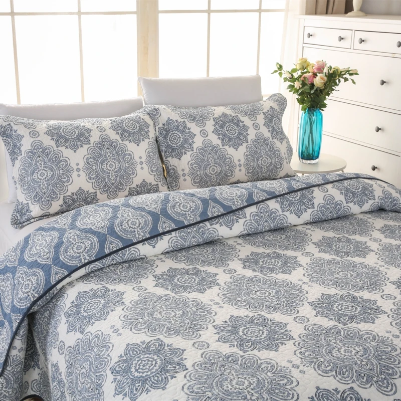 Бесплатная доставка 3 шт. лоскутное одеяло в американском стиле бохо голубого