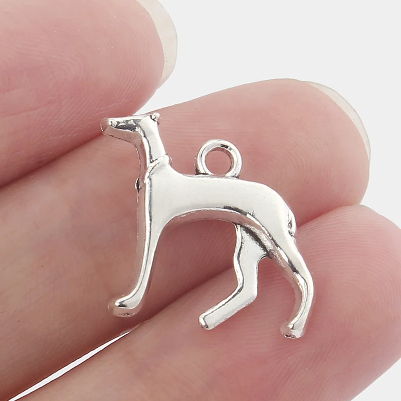 

20pcs Silver Color Greyhound Whippet Hound Dog 3D Charms Pendants Beads DIY Necklace Jewelry Finding Handmade Crafts Accessories