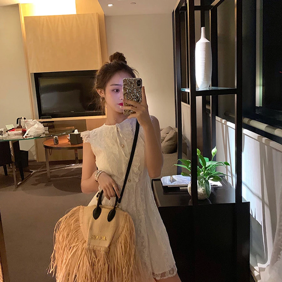 Casual Letter Printing Straw Women's Handbags Retro Fan-shaped Grass Shoulder Bags for Women Summer Wild Beach Bag Ladies Purses