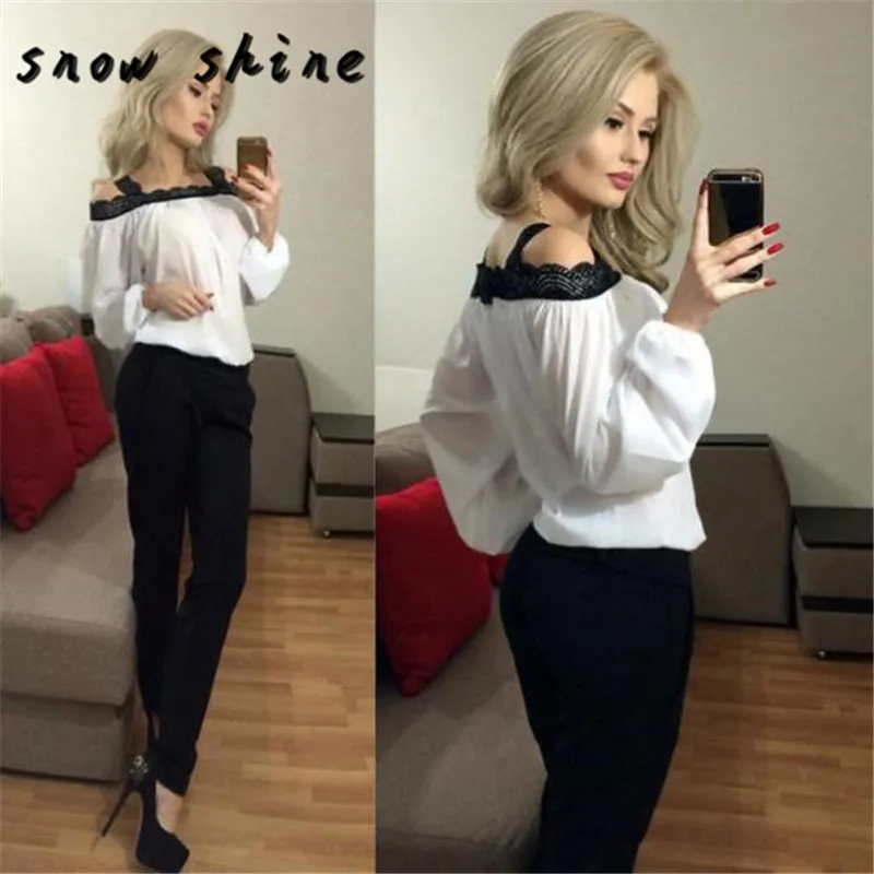 Snowshine #5003 Женская Сексуальная рубашка с открытыми плечами и длинным рукавом