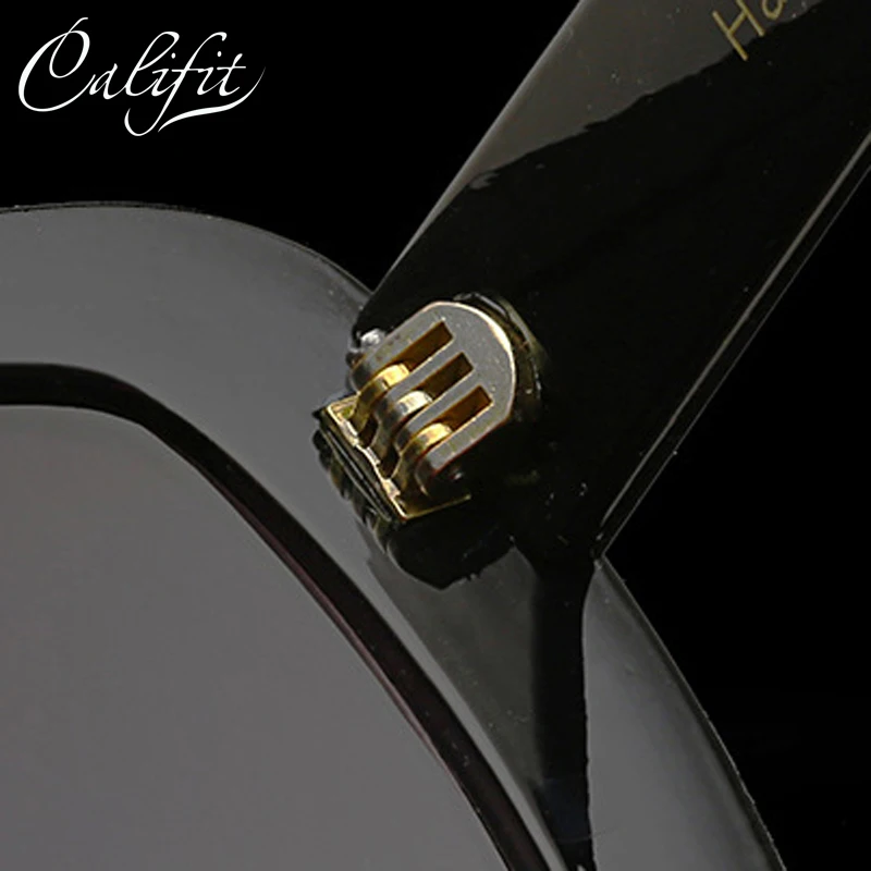 CALIFIT модные трендовые солнцезащитные очки оверсайз с заклепками квадратная