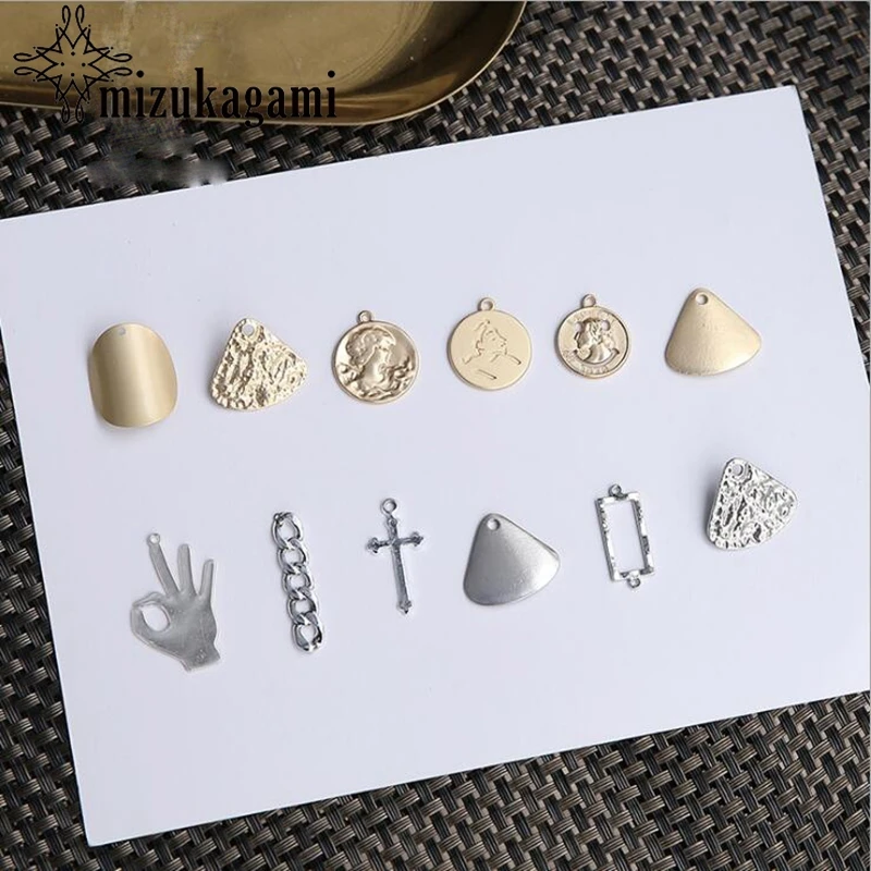 Сплав Золотой Серебряный смайлик монета амулеты 10 шт./лот для DIY модные серьги ювелирные аксессуары