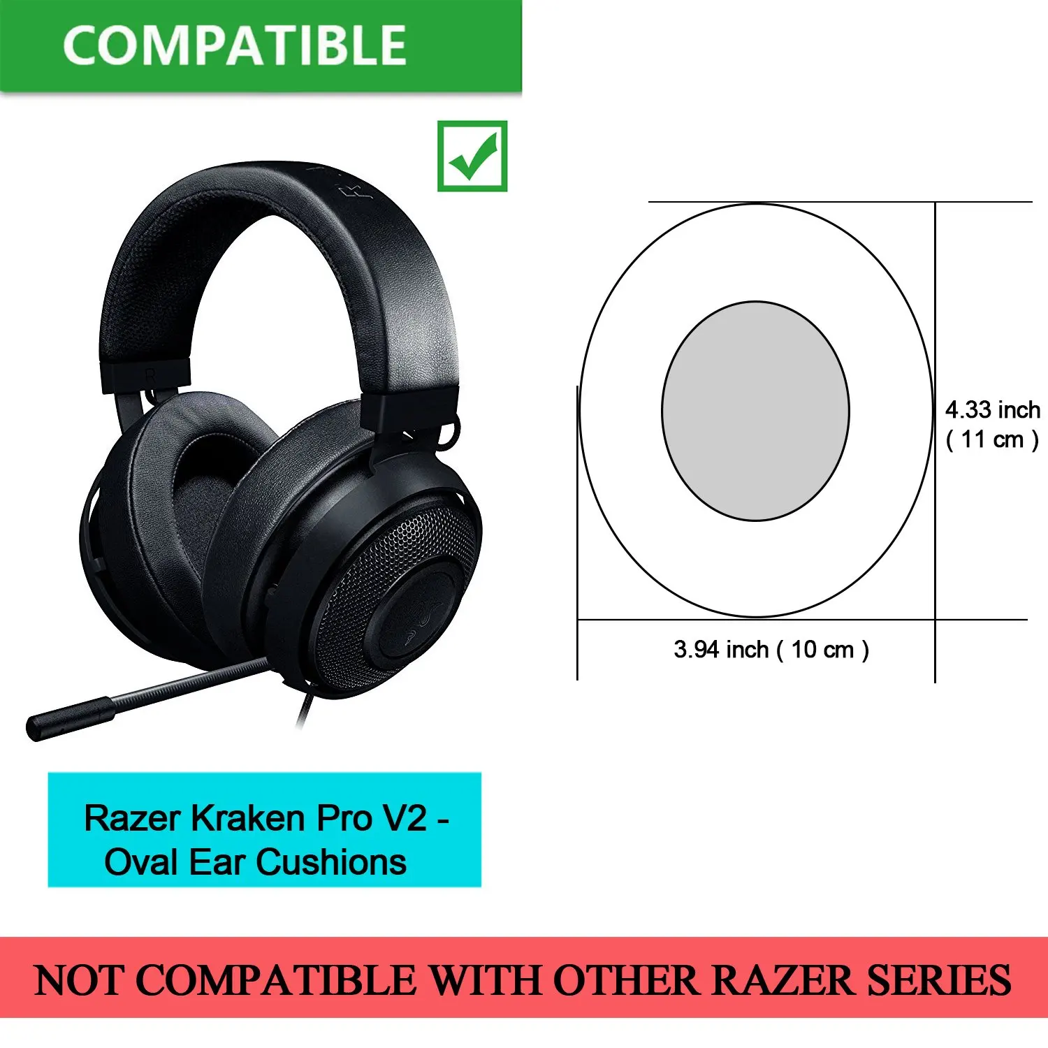 Сменные амбушюры для Razer Kraken Pro V2 игровая гарнитура-мягкие кожаные ушей 1 пара