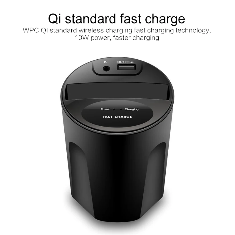 10 Вт QI автомобильное беспроводное зарядное usb-устройство держатель для samsung S10 Беспроводное зарядное устройство чашка с USB выходом для iphone MAX XR Xiaomi