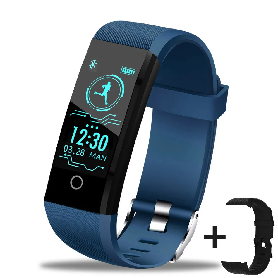 blue BAND LIGE умный Браслет кровяное давление монитор сердечного ритма фитнес-трекер Смарт-браслет спортивные часы для ios Android+ коробка - Цвет: blue BAND