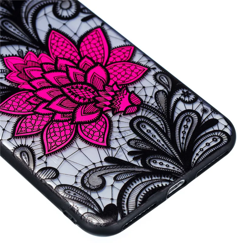 Luxury 3D Lace Black Rose Phone Case For iPhone X 5 5S SE 6 6S 7 8 Plus Xs max Xr 7plus 8plus Cases Fashion Cover Funda |