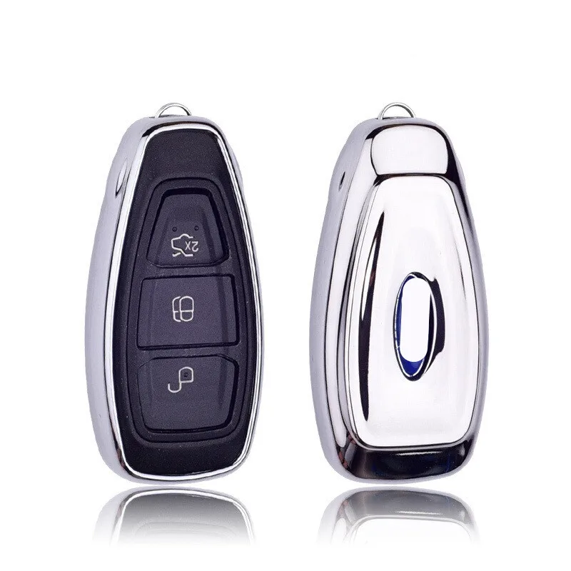 B-sliver Мягкие ТПУ авто ключ Защитная крышка чехол держатель ключей авто-Стайлинг для форд фиеста для фокусировки C-MAX 2011 2012 2013 - Название цвета: B-sliver