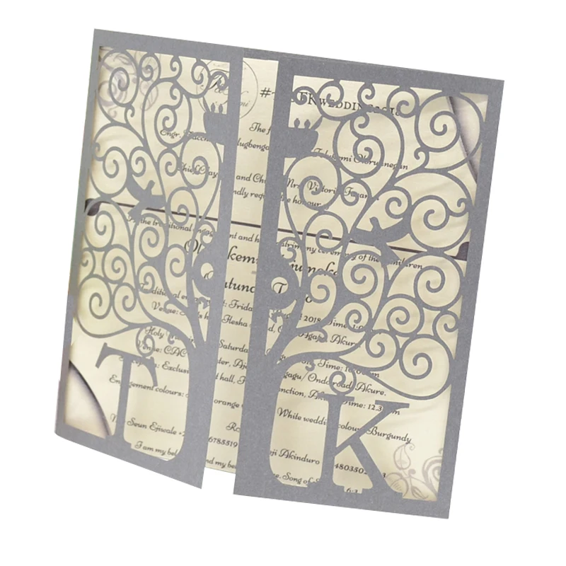 MR049 wedding card invitation tree laser cut party birthday decoration invitations in paper crafts | Дом и сад