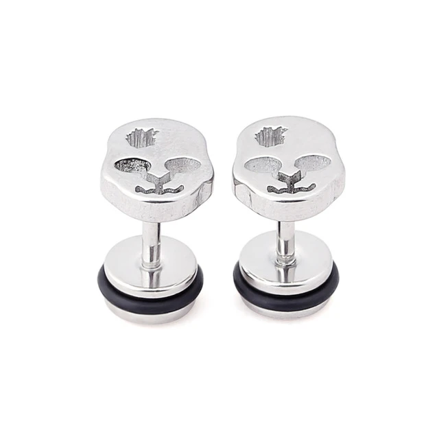 Punk Skull Man Women's Stud Earrings Stainless Steel Gold/Silver/Black Gothic Vintage Body Piercing Brincos for Gift Party | Украшения