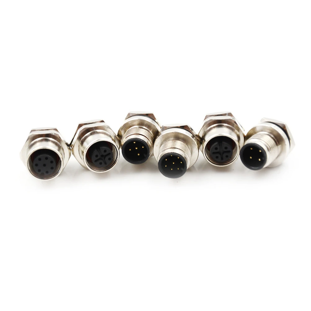 4 5 8Pin Male/Female Sensor Connector Flange Socket M12 A Type Panel Back Mount Threaded Coupling | Обустройство дома