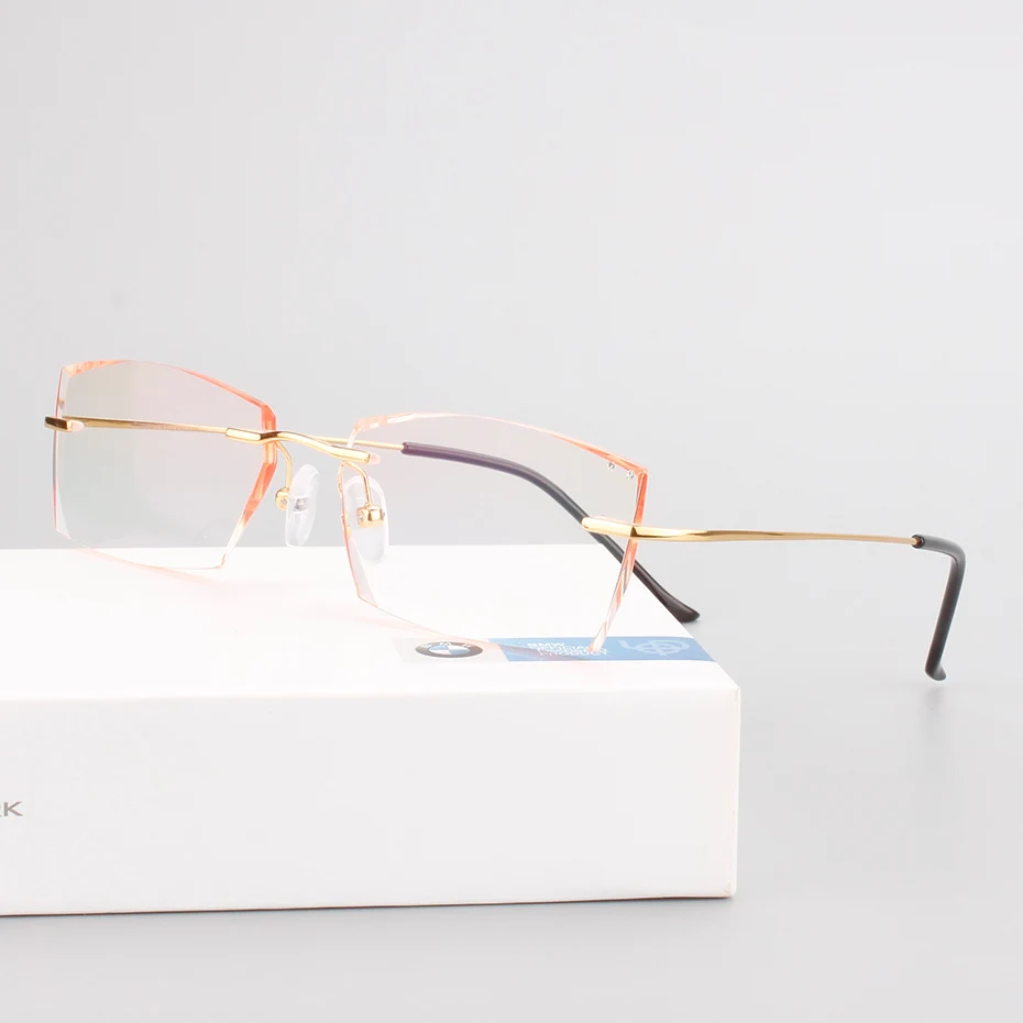 Очки мужские без оправы из чистого титана для близорукости|rimless eyewear frames|eyewear