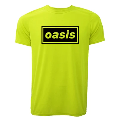 Модная футболка с принтом Oasis Новая мужская футболка с короткими рукавами и круглым вырезом из хлопка рок Мужская Повседневная футболка мужская футболка - Цвет: Fluorescent green
